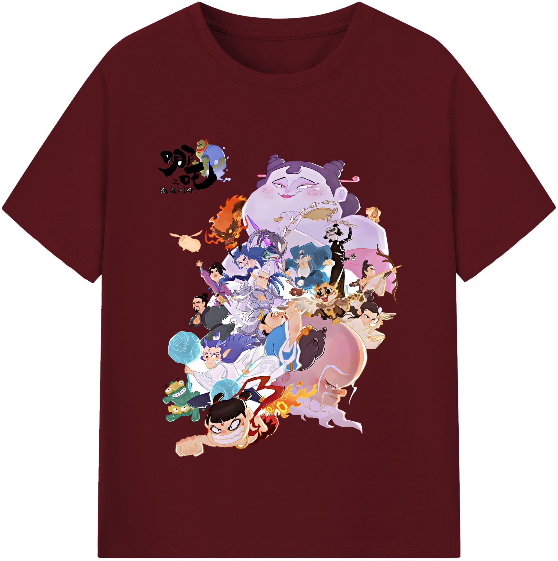 （画像用） Ne Zha 2 ナタ 魔童の大暴れ 綿100％半袖Tシャツ（フロントプリント）